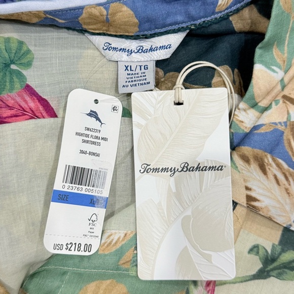 Tommy Bahama Womens Hightide Flora Midi Belted Button Front Shirt Dress NWT $218 - Picture 9 of 16